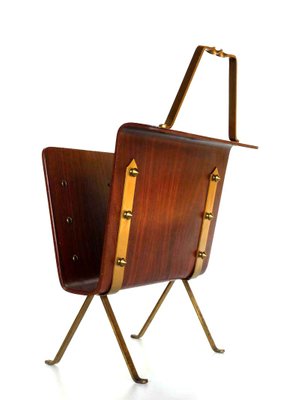 Italian Plywood Magazine Rack, 1950s-KGD-562100