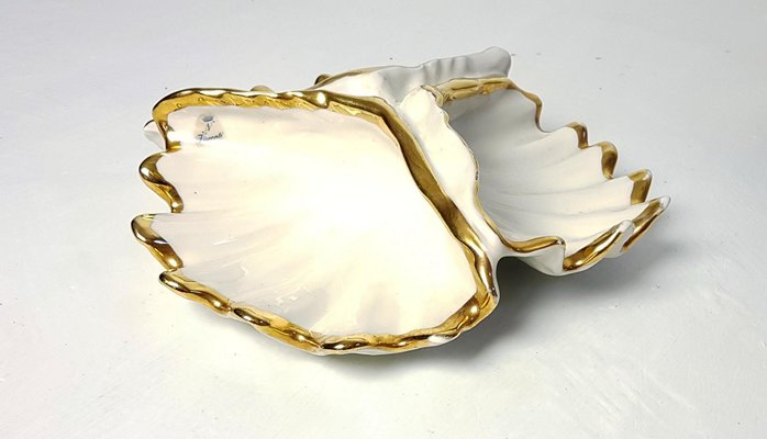 Italian Porcelain Clam Shell Bowl by Capo di Monte, 1960s-FO-589288