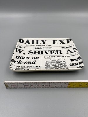 Italian Porcelain Daily Express Newsletter Motif Vide Poch by Piero Fornasetti for Fornasetti Milano, 1956-CZ-1673854