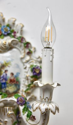 Italian Porcelain Sconces with Floral Decoration, 1950, Set of 2-MJY-1754992