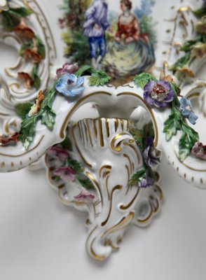 Italian Porcelain Sconces with Floral Decoration, 1950, Set of 2-MJY-1754992