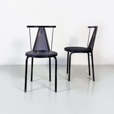 Italian Post Modern Black Metal and Plastic Chairs, 1980s, Set of 2-GDD-1428341