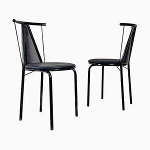 Italian Post Modern Black Metal and Plastic Chairs, 1980s, Set of 2-GDD-1428341