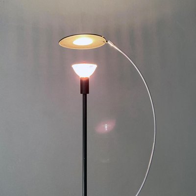 Italian Post Modern Black Metal and Steel Floor Halogen Floor Lamp, 1980s-GDD-1345707