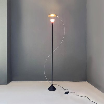 Italian Post Modern Black Metal and Steel Floor Halogen Floor Lamp, 1980s-GDD-1345707