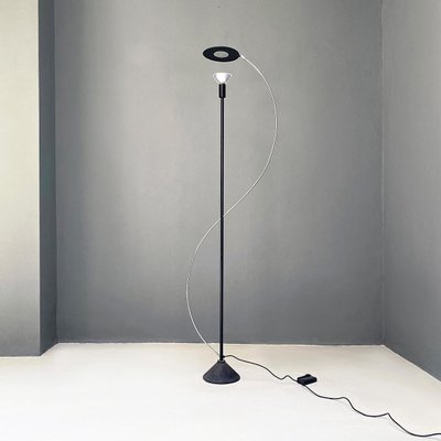 Italian Post Modern Black Metal and Steel Floor Halogen Floor Lamp, 1980s-GDD-1345707