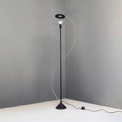 Italian Post Modern Black Metal and Steel Floor Halogen Floor Lamp, 1980s-GDD-1345707