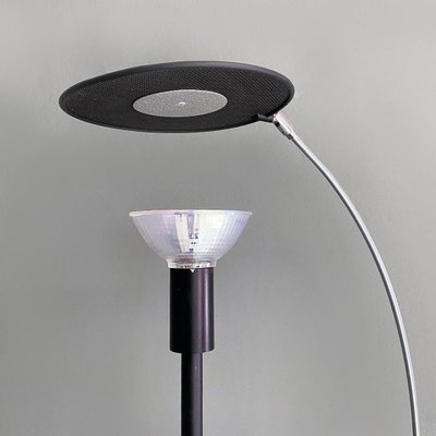 Italian Post Modern Black Metal and Steel Floor Halogen Floor Lamp, 1980s-GDD-1345707