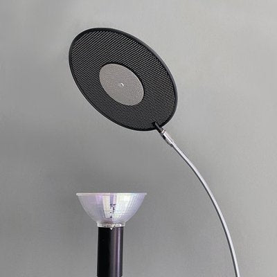 Italian Post Modern Black Metal and Steel Floor Halogen Floor Lamp, 1980s-GDD-1345707