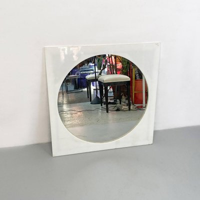 Italian Post Modern Round Shape Mirror With Square Plastic Frame, 1980s-GDD-1284757