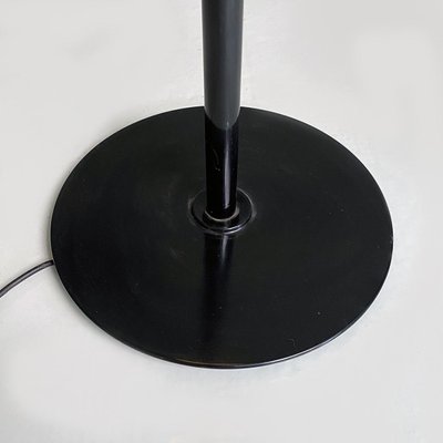 Italian Postmodern Black Metal Stem & White Metal Lampshade Floor Lamp, 1980s-GDD-1385094