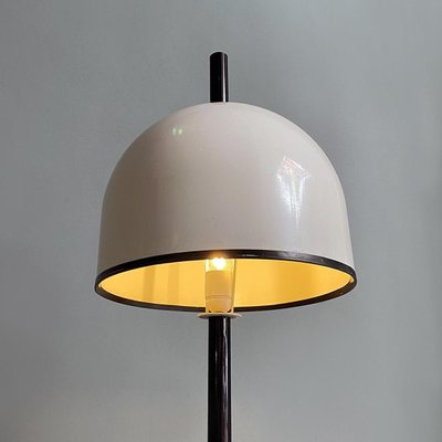 Italian Postmodern Black Metal Stem & White Metal Lampshade Floor Lamp, 1980s-GDD-1385094