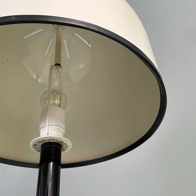 Italian Postmodern Black Metal Stem & White Metal Lampshade Floor Lamp, 1980s-GDD-1385094