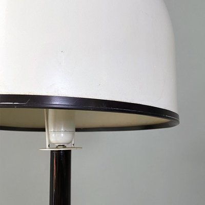 Italian Postmodern Black Metal Stem & White Metal Lampshade Floor Lamp, 1980s-GDD-1385094