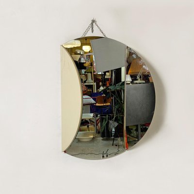 Italian Postmodern Round Wall Mirror with Hinged Side Doors, 1980s-GDD-1314388