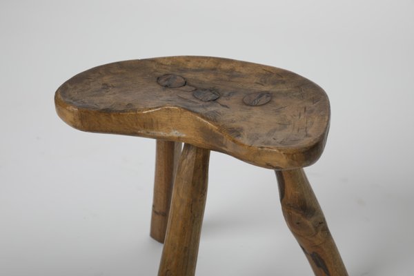 Italian Primitive Wooden Stools, 1950s, Set of 3-KKZ-1814307