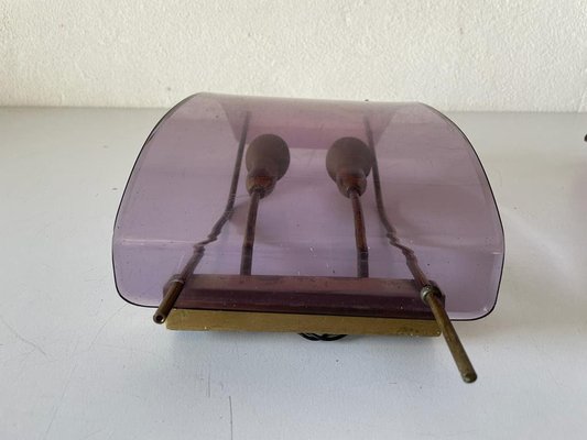 Italian Purple Acrylic & Brass Sconces, Italy, 1950s, Set of 2-RDS-1239923