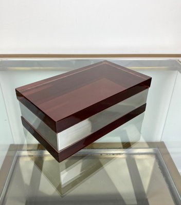 Italian Purple Rectangular Box in Acrylic Glass and Chrome by Alessandro Albrizzi, 1970s-LYQ-1171681