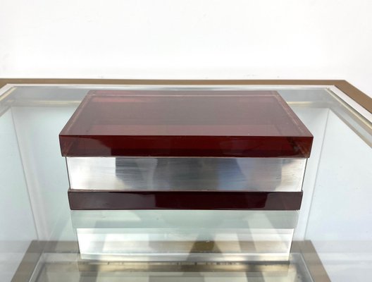 Italian Purple Rectangular Box in Acrylic Glass and Chrome by Alessandro Albrizzi, 1970s-LYQ-1171681