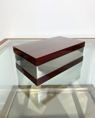 Italian Purple Rectangular Box in Acrylic Glass and Chrome by Alessandro Albrizzi, 1970s-LYQ-1171681