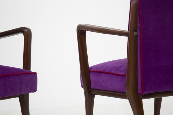 Italian Purple Velvet Armchairs from Fratelli Consonni, Set of 6-RCE-1060075