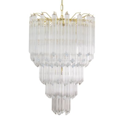 Italian Quadried Chandelier in Murano Glass with Brass Structure-MPO-1340470