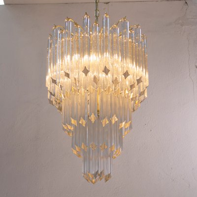 Italian Quadried Chandelier in Murano Glass with Brass Structure-MPO-1340470