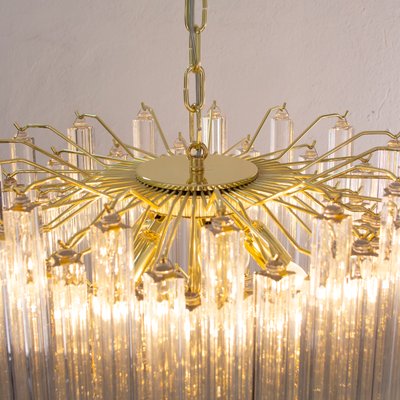 Italian Quadried Chandelier in Murano Glass with Brass Structure-MPO-1340470