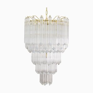 Italian Quadried Chandelier in Murano Glass with Brass Structure-MPO-1340470