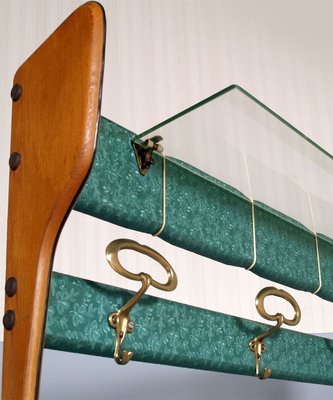 Italian Rack with Coat Hooks in Golden Brass by Ico Parisi for Cantu, 1950s-NJV-750214