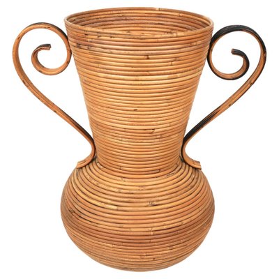 Italian Rattan Amphora Vase by Vivai Del Sud, 1960s-LYQ-1195204