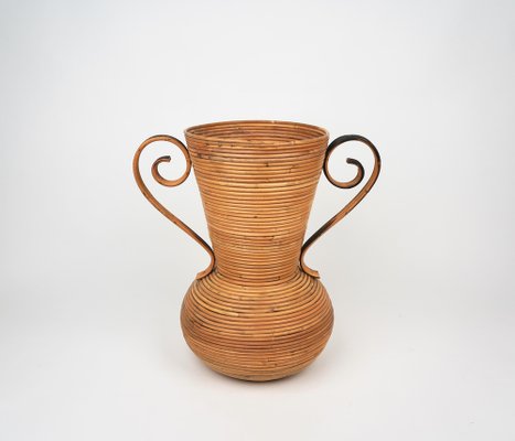 Italian Rattan Amphora Vase by Vivai Del Sud, 1960s-LYQ-1195204