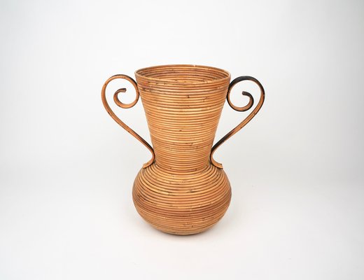 Italian Rattan Amphora Vase by Vivai Del Sud, 1960s-LYQ-1195204