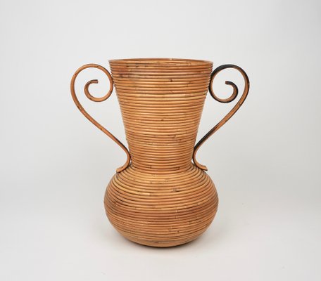 Italian Rattan Amphora Vase by Vivai Del Sud, 1960s-LYQ-1195204