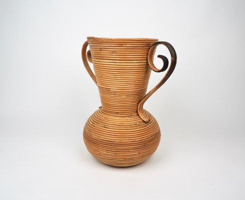 Italian Rattan Amphora Vase by Vivai Del Sud, 1960s-LYQ-1195204