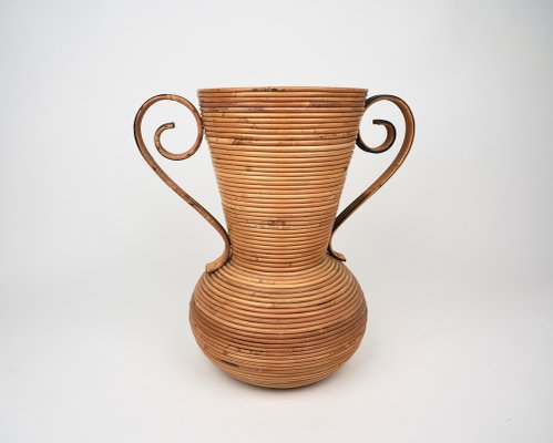 Italian Rattan Amphora Vase by Vivai Del Sud, 1960s-LYQ-1195204