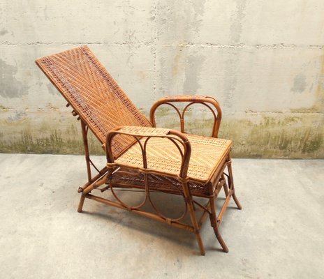 Italian Rattan and Malacca Lounge Chair, 1920s-EI-570136