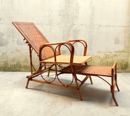 Italian Rattan and Malacca Lounge Chair, 1920s-EI-570136