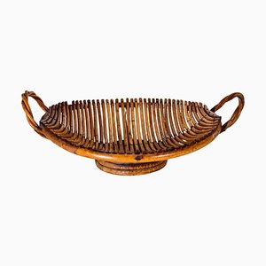 Italian Rattan Basket Bowl Centerpiece in the style of Crespi, 1970s-UR-1815733