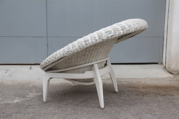 Italian Rattan & Lacquered Lounge Chair, 1950s-EH-595133