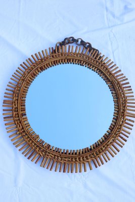 Italian Rattan Mirror, 1950s, Set of 2-KMQ-1814503