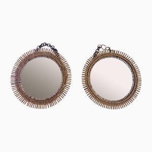 Italian Rattan Mirror, 1950s, Set of 2-KMQ-1814503