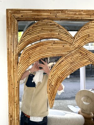 Italian Rattan Palm Tree Mirror from Vivai Del Sud, 1970s-FUE-1818519