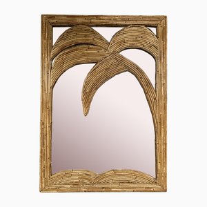 Italian Rattan Palm Tree Mirror from Vivai Del Sud, 1970s-FUE-1818519