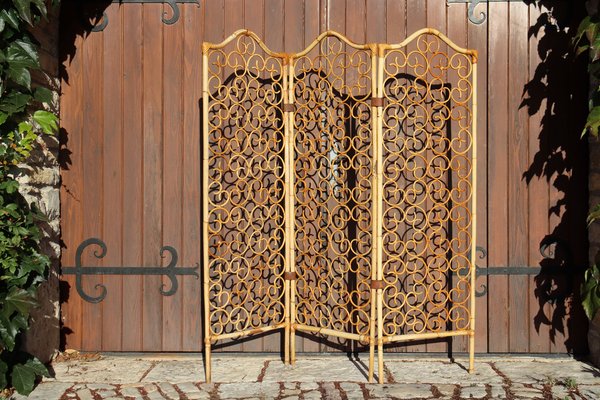 Italian Rattan Screen, 1960s-KMQ-1742550