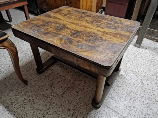 Italian Rectangular Briarwood Veneer Top Dining Table, 1940s-RAQ-654113