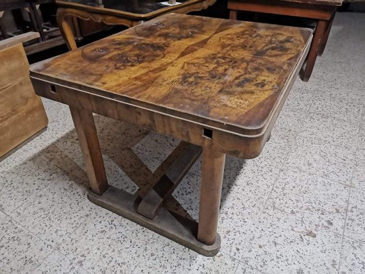 Italian Rectangular Briarwood Veneer Top Dining Table, 1940s-RAQ-654113