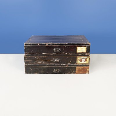 Italian Rectangular Container Boxes in Dark Wood, 1900s, Set of 3-GDD-1416739