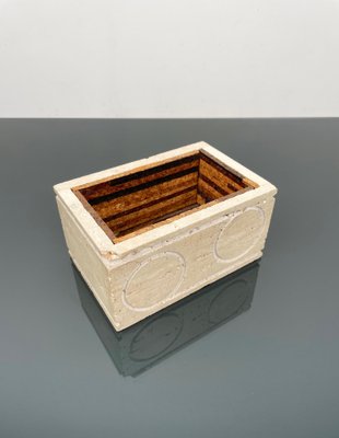 Italian Rectangular Decorative Box in Travertine and Cork from Marble Art, 1970s-LYQ-1324673