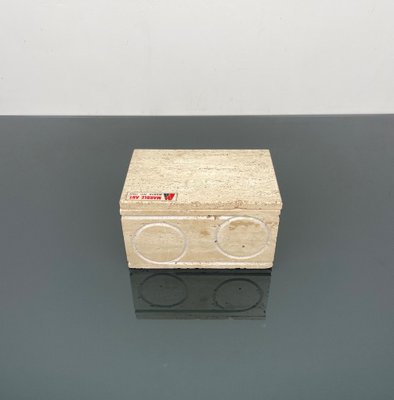 Italian Rectangular Decorative Box in Travertine and Cork from Marble Art, 1970s-LYQ-1324673